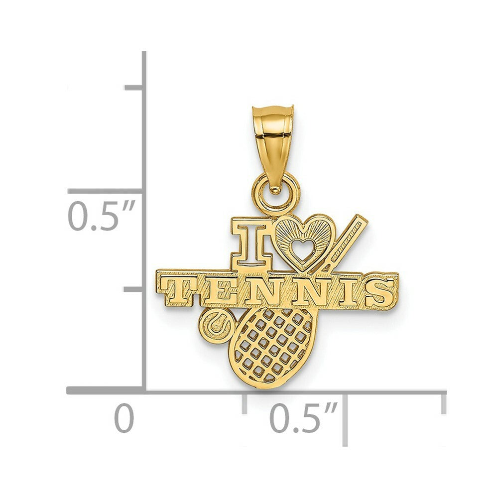 14K Yellow Gold I Heart Tennis Charm Pendant