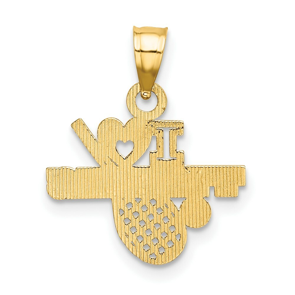14K Yellow Gold I Heart Tennis Charm Pendant