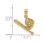 Load image into Gallery viewer, 14K Yellow Gold Baseball, Bat &amp; GLove Charm Pendant
