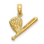 Load image into Gallery viewer, 14K Yellow Gold Baseball, Bat &amp; GLove Charm Pendant
