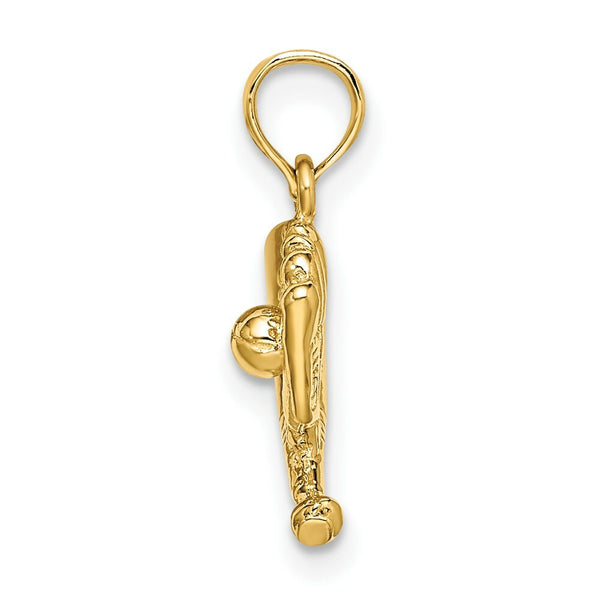 14K Yellow Gold Baseball, Bat & GLove Charm Pendant