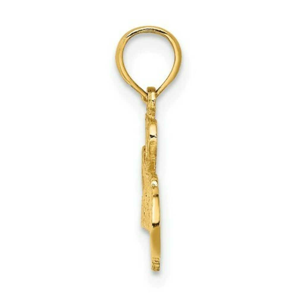 14K Yellow Gold I Heart Soccer With Soccer Ball Charm Pendant