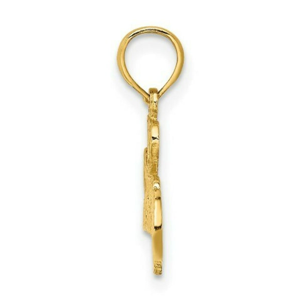 14K Yellow Gold I Heart Soccer With Soccer Ball Charm Pendant