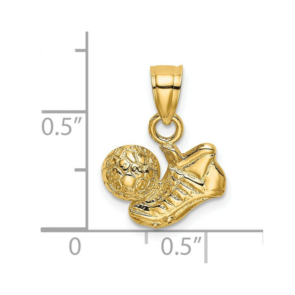 14K Yellow Gold Soccer Ball With Shoe Charm Pendant