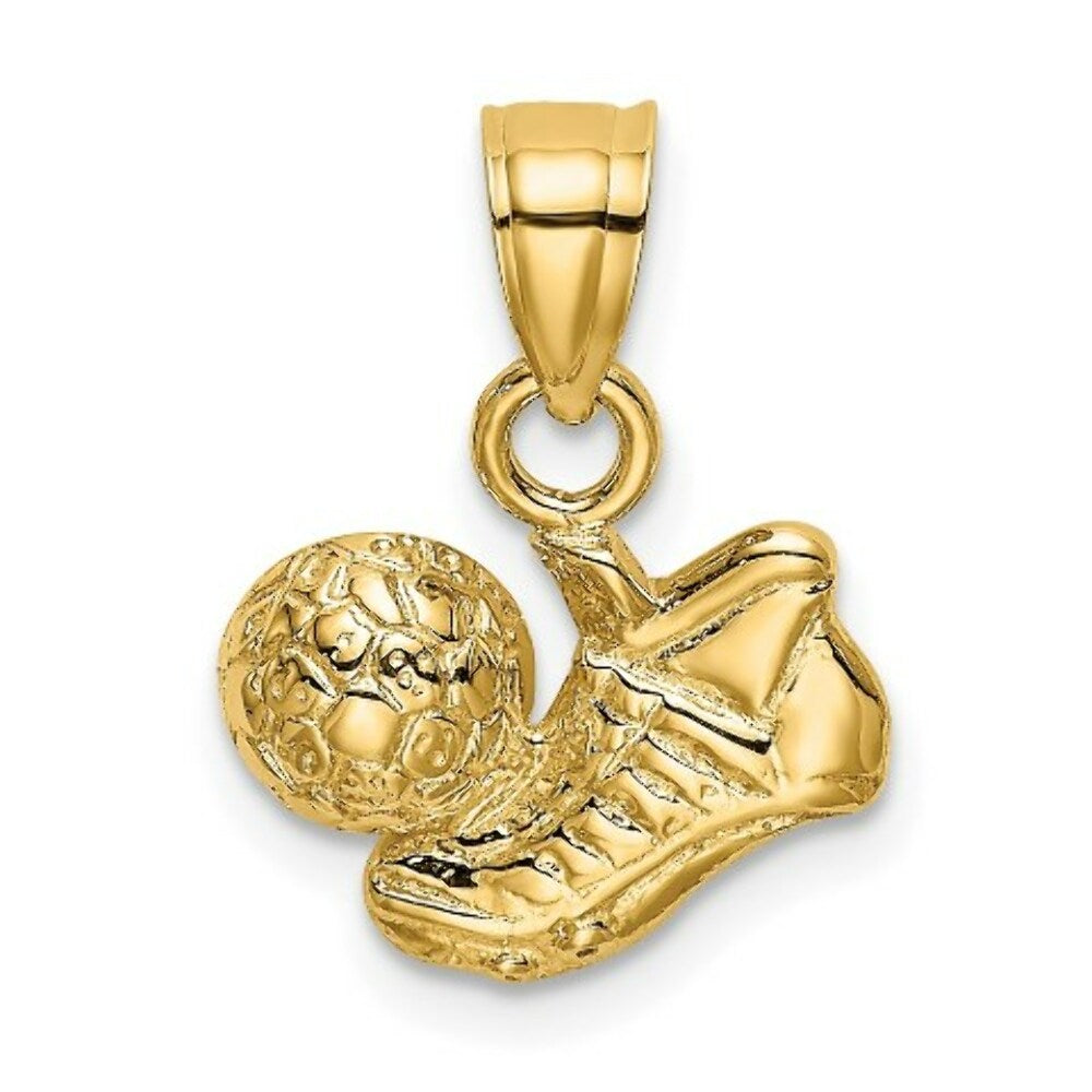 14K Yellow Gold Soccer Ball With Shoe Charm Pendant