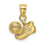 Load image into Gallery viewer, 14K Yellow Gold Soccer Ball With Shoe Charm Pendant
