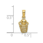 Load image into Gallery viewer, 14K Yellow Gold Basketball With Net Charm Pendant
