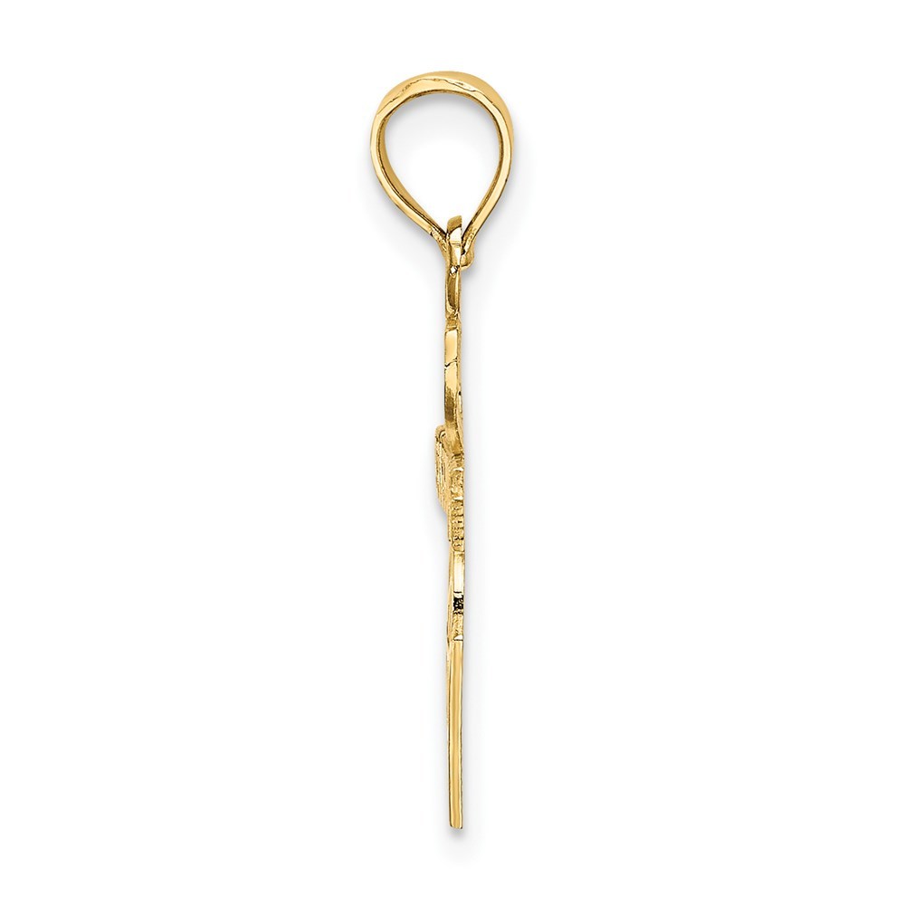 14K Yellow Gold I Heart Basketball Charm Pendant