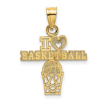 Load image into Gallery viewer, 14K Yellow Gold I Heart Basketball Charm Pendant
