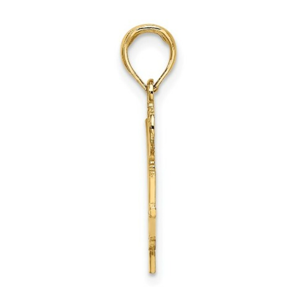 14K Yellow Gold I Heart Basketball With Ball & Net Charm Pendant
