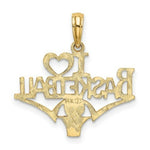Load image into Gallery viewer, 14K Yellow Gold I Heart Basketball With Ball &amp; Net Charm Pendant
