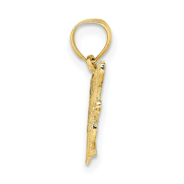 14K Yellow Gold Football Mom Charm Pendant