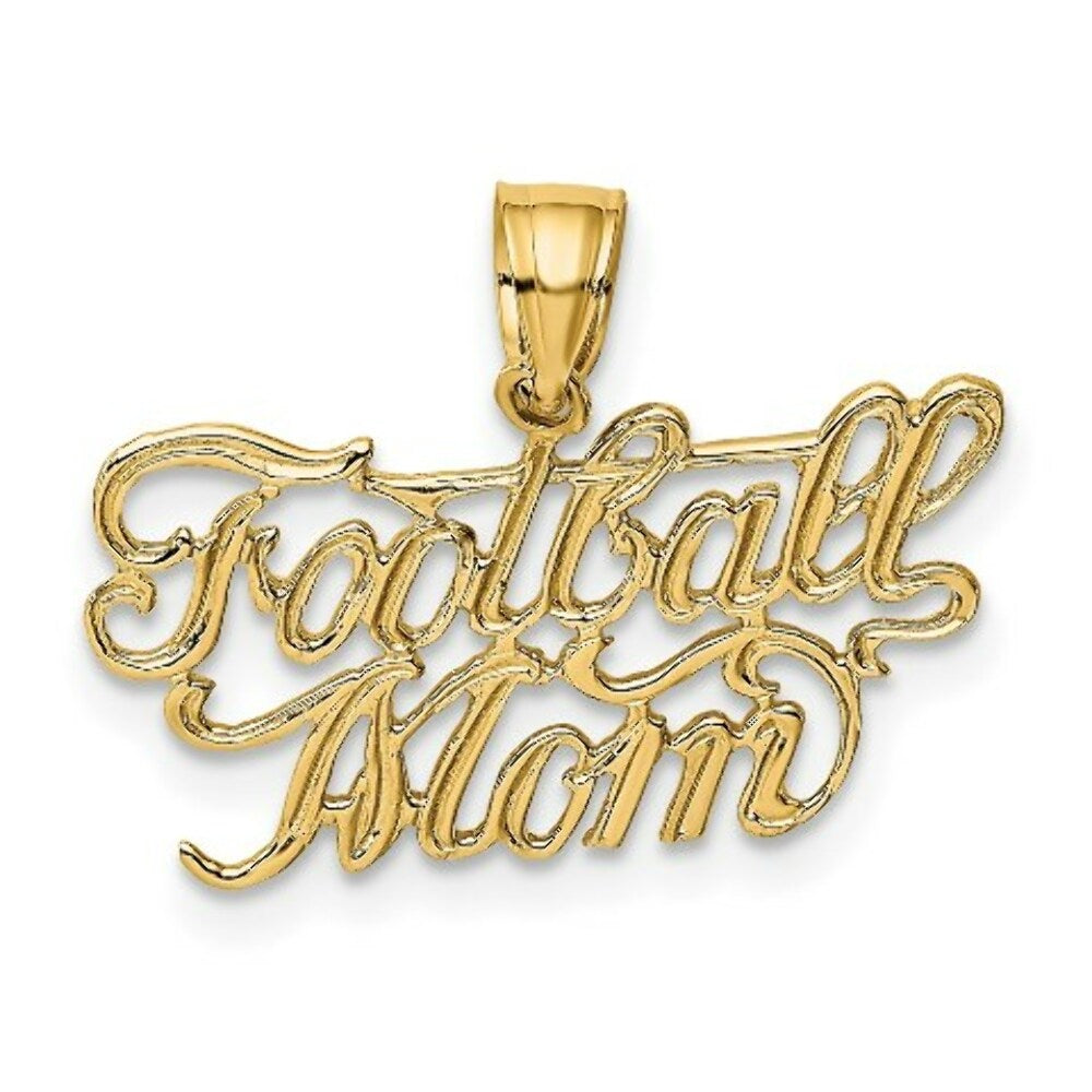 14K Yellow Gold Football Mom Charm Pendant