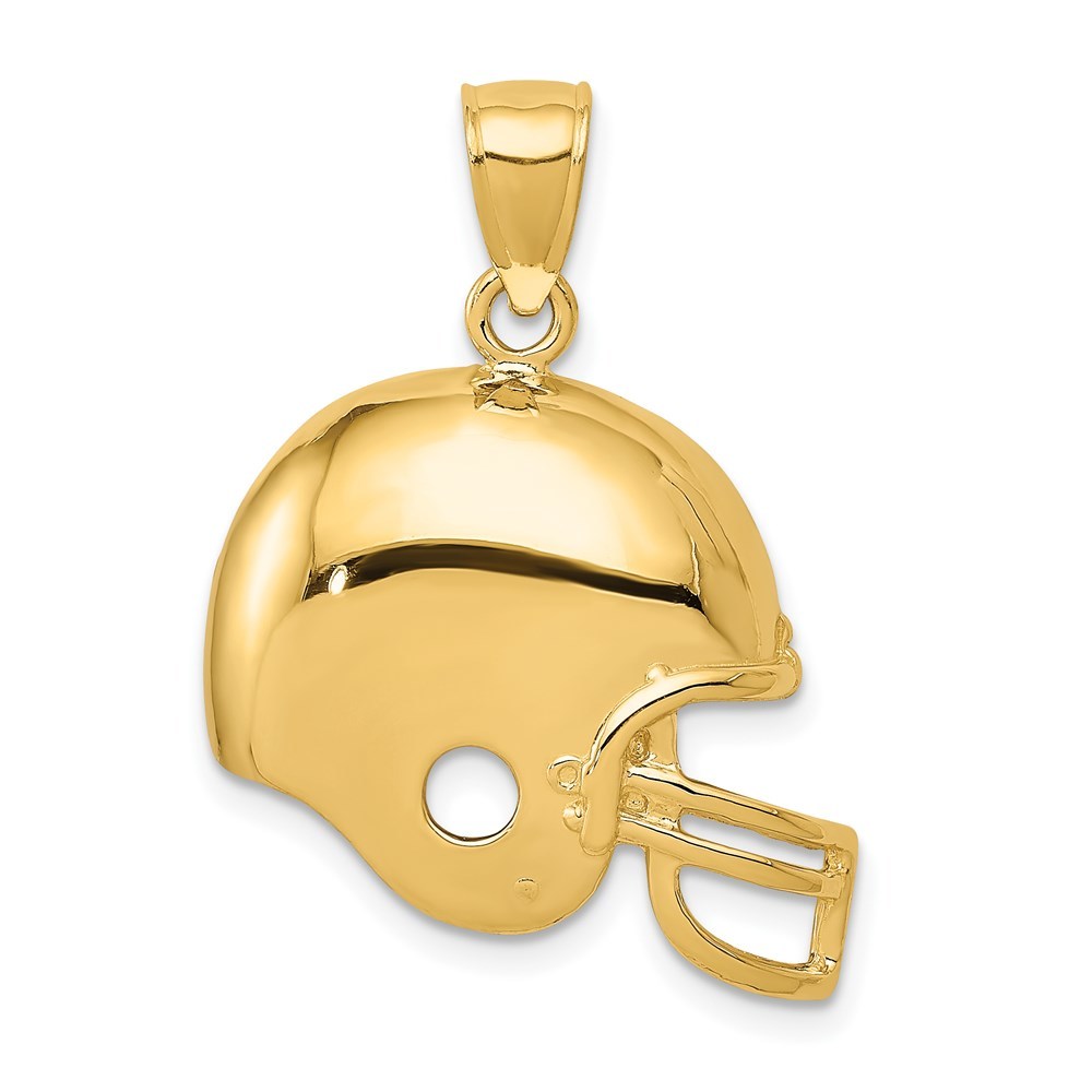 14K Yellow Gold Football Helmet Pendant
