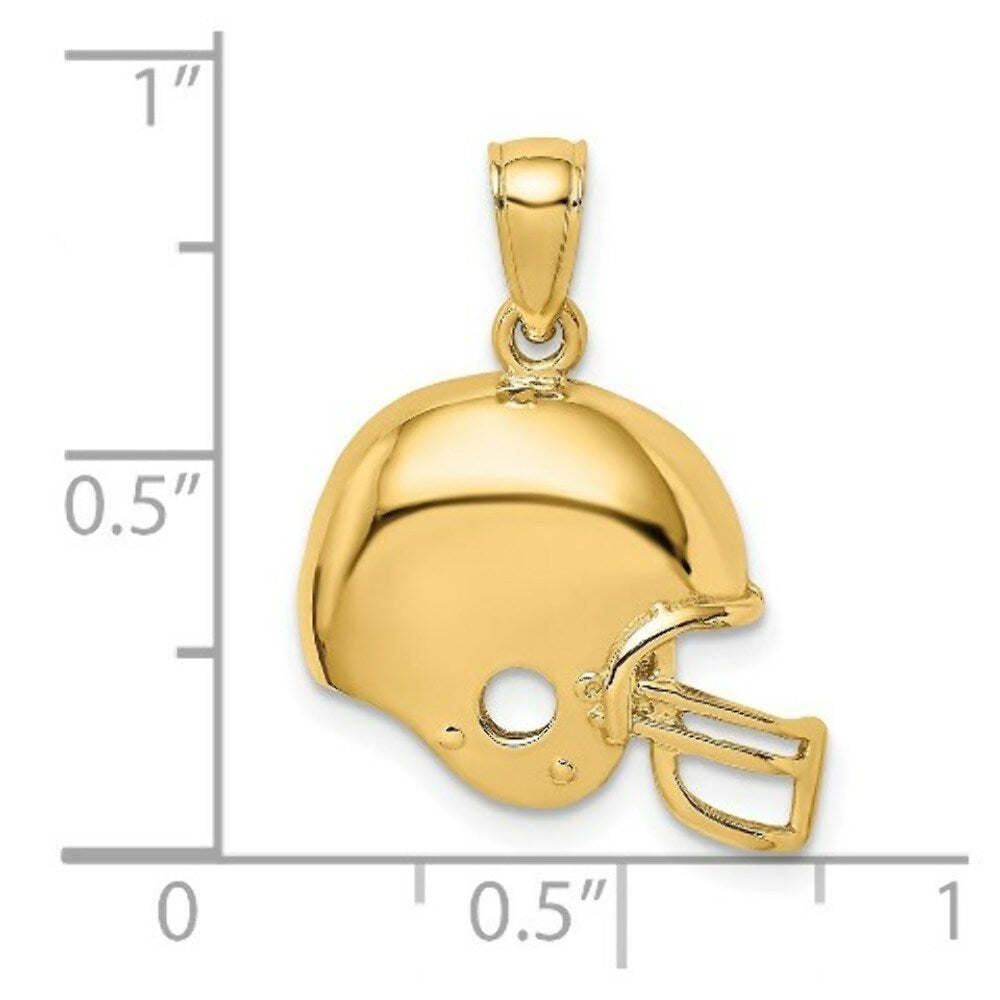 14K Yellow Gold Football Helmet Charm Pendant