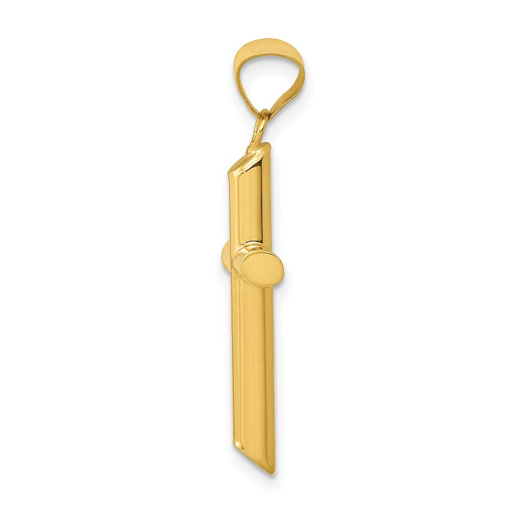 14K Yellow Gold 3-D Polished Hollow Cross Pendant