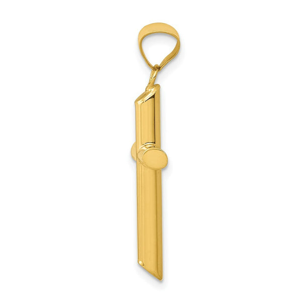 14K Yellow Gold 3-D Polished Hollow Cross Pendant