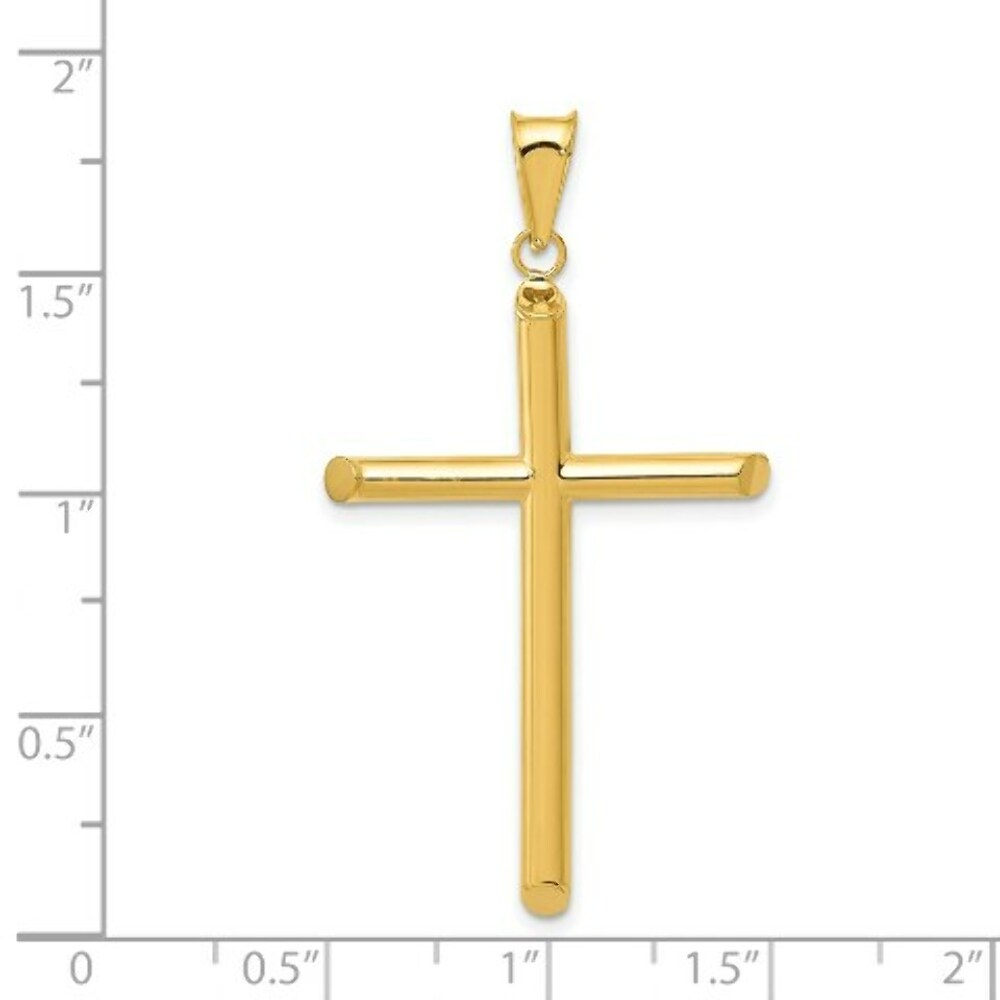 14K Yellow Gold 3-D Polished Hollow Cross Pendant