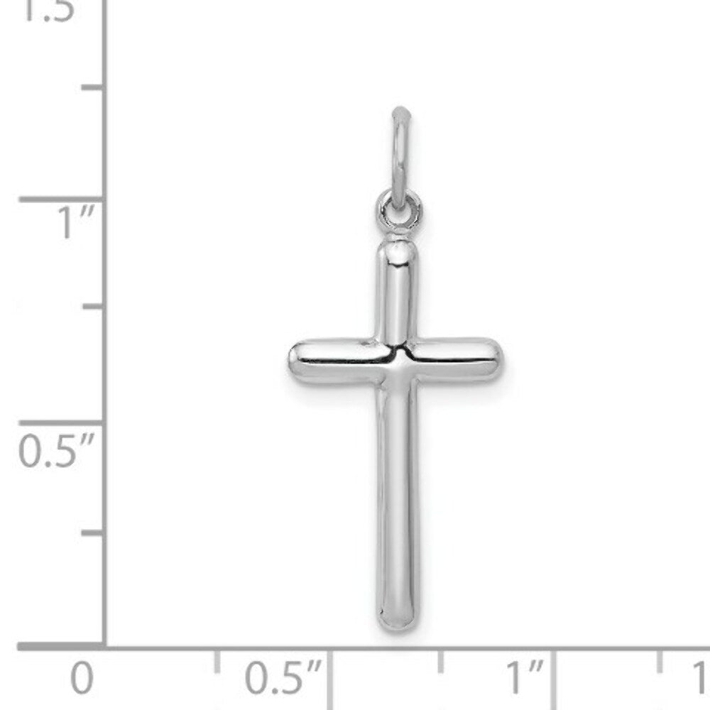 14K White Gold Cross Pendant 31mm length