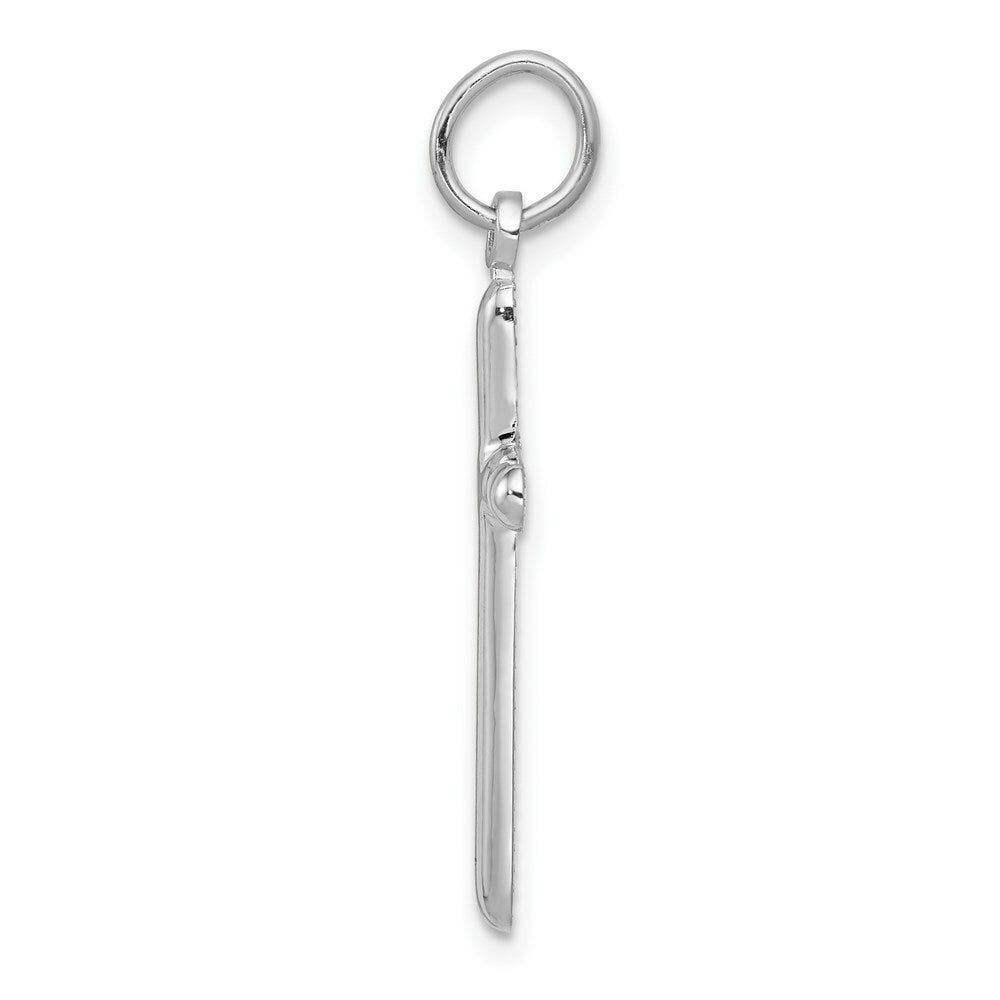 14K White Gold Cross Pendant 31mm length