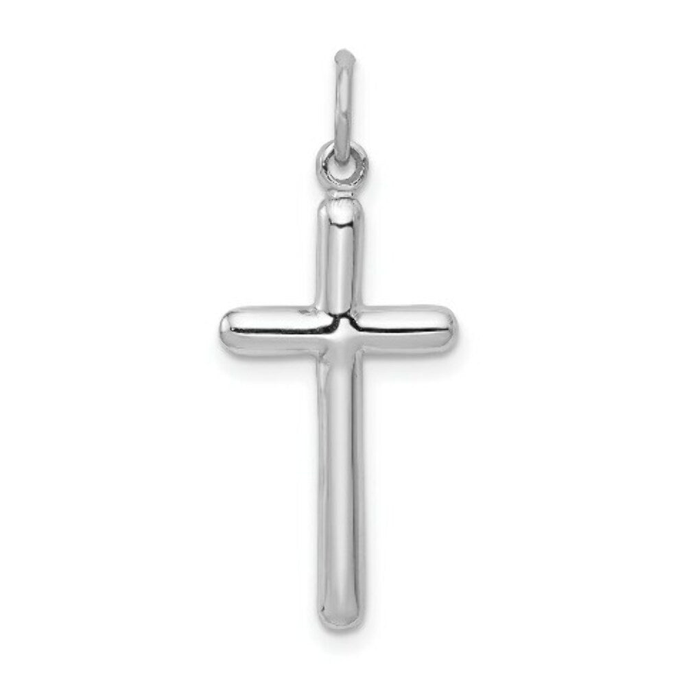 14K White Gold Cross Pendant 31mm length