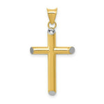 Load image into Gallery viewer, 14K Yellow Gold with Rhodium Accent 3-D Hollow Cross Pendant 34mm length
