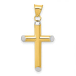 Load image into Gallery viewer, 14K Yellow Gold w/Rhodium 3-D Hollow Cross Pendant 33mm length
