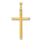 Load image into Gallery viewer, 14K Yellow Gold w/Rhodium 3-D Hollow Cross Pendant 46mm length
