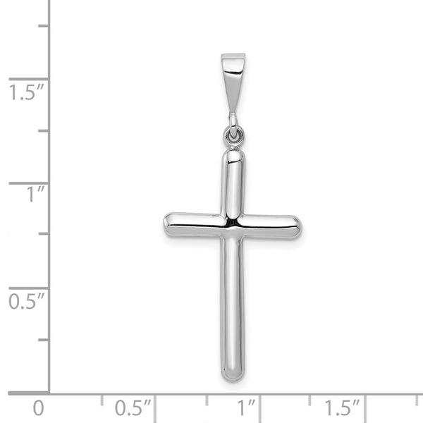 14K White Gold Cross Pendant 42mm length