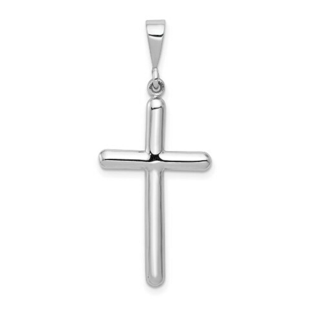 14K White Gold Cross Pendant 42mm length