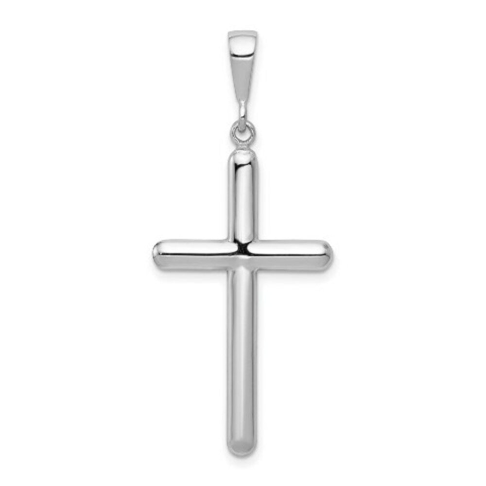 14K White Gold Cross Pendant 46mm length