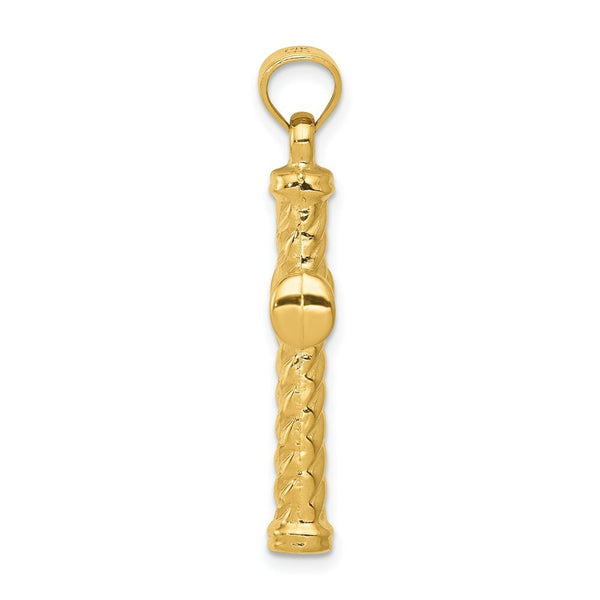 14K Yellow Gold Reversible Diamond-cut Cross Pendant 35mm length
