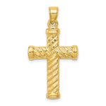 Load image into Gallery viewer, 14K Yellow Gold Reversible Diamond-cut Cross Pendant 35mm length
