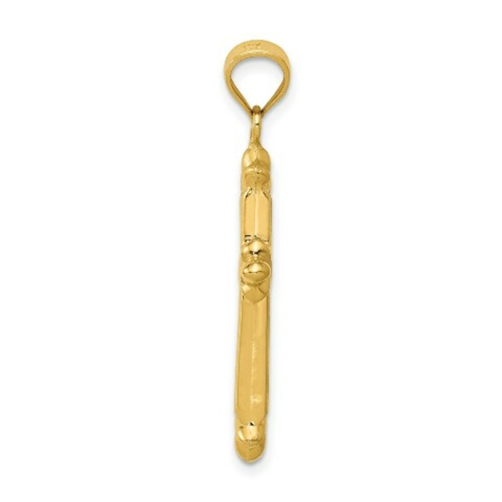 14K Yellow Gold Reversible Diamond-cut Cross Pendant 35mm length