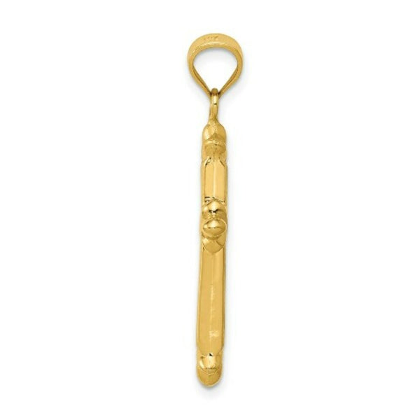 14K Yellow Gold Reversible Diamond-cut Cross Pendant 35mm length