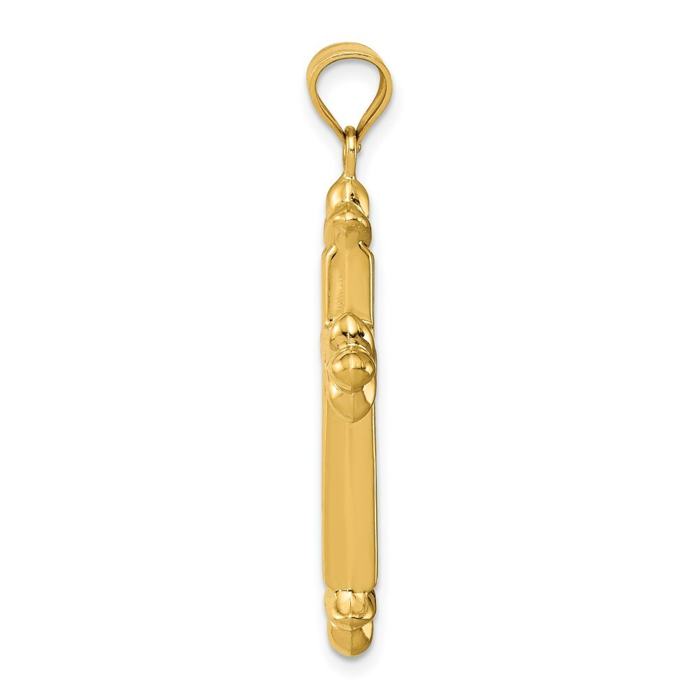 14K Yellow Gold Reversible Diamond-cut Cross Pendant 39mm length