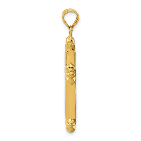 14K Yellow Gold Reversible Diamond-cut Cross Pendant 39mm length