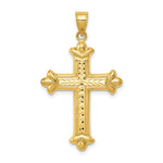 Load image into Gallery viewer, 14K Yellow Gold Reversible Diamond-cut Cross Pendant 39mm length

