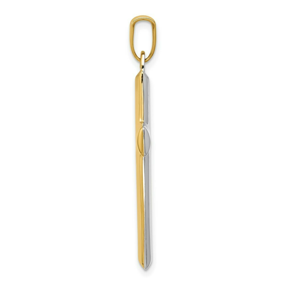 14K Yellow Gold w/Rhodium Reversible Cross Pendant