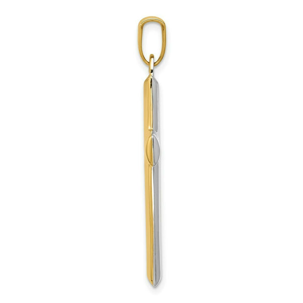 14K Yellow Gold w/Rhodium Reversible Cross Pendant