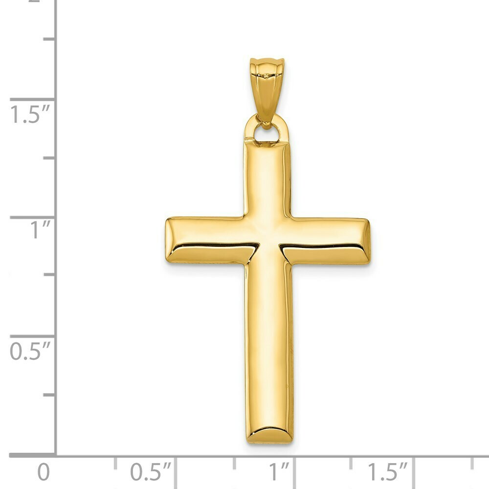 14K Yellow Gold w/Rhodium Reversible Cross Pendant