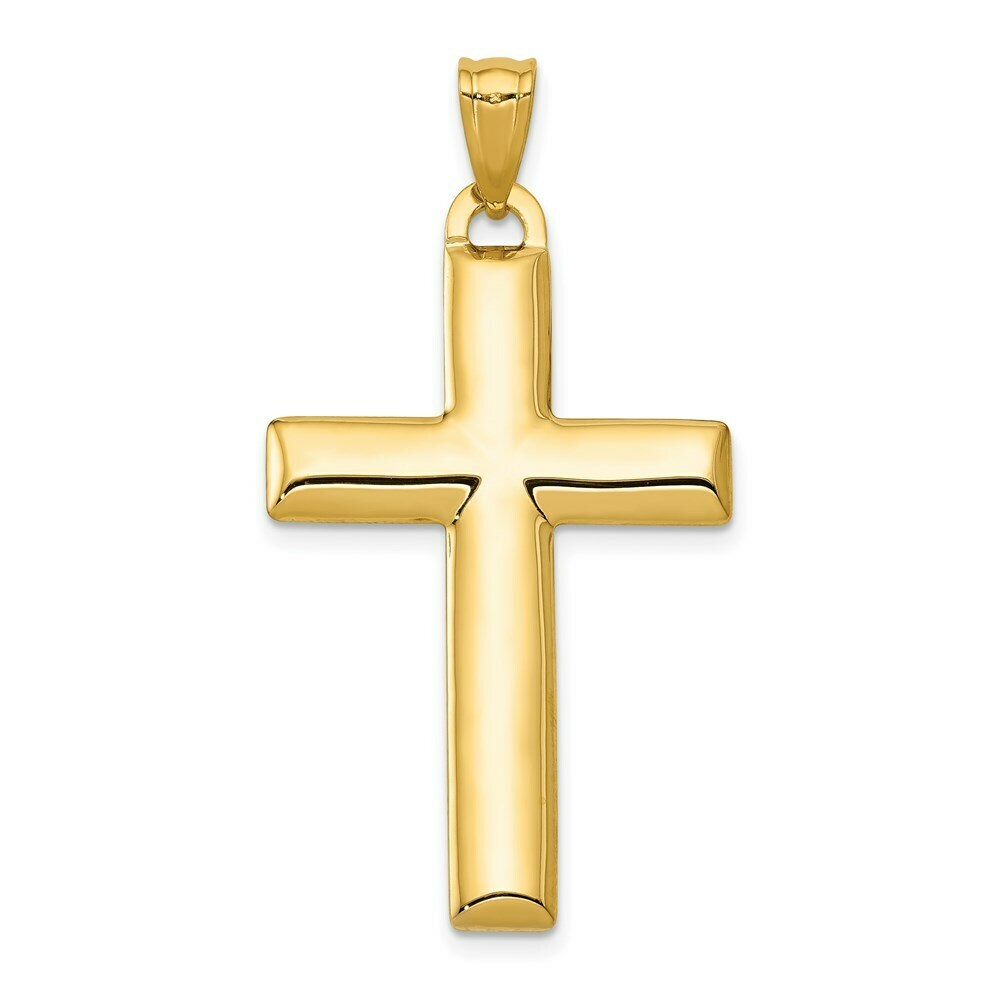 14K Yellow Gold w/Rhodium Reversible Cross Pendant