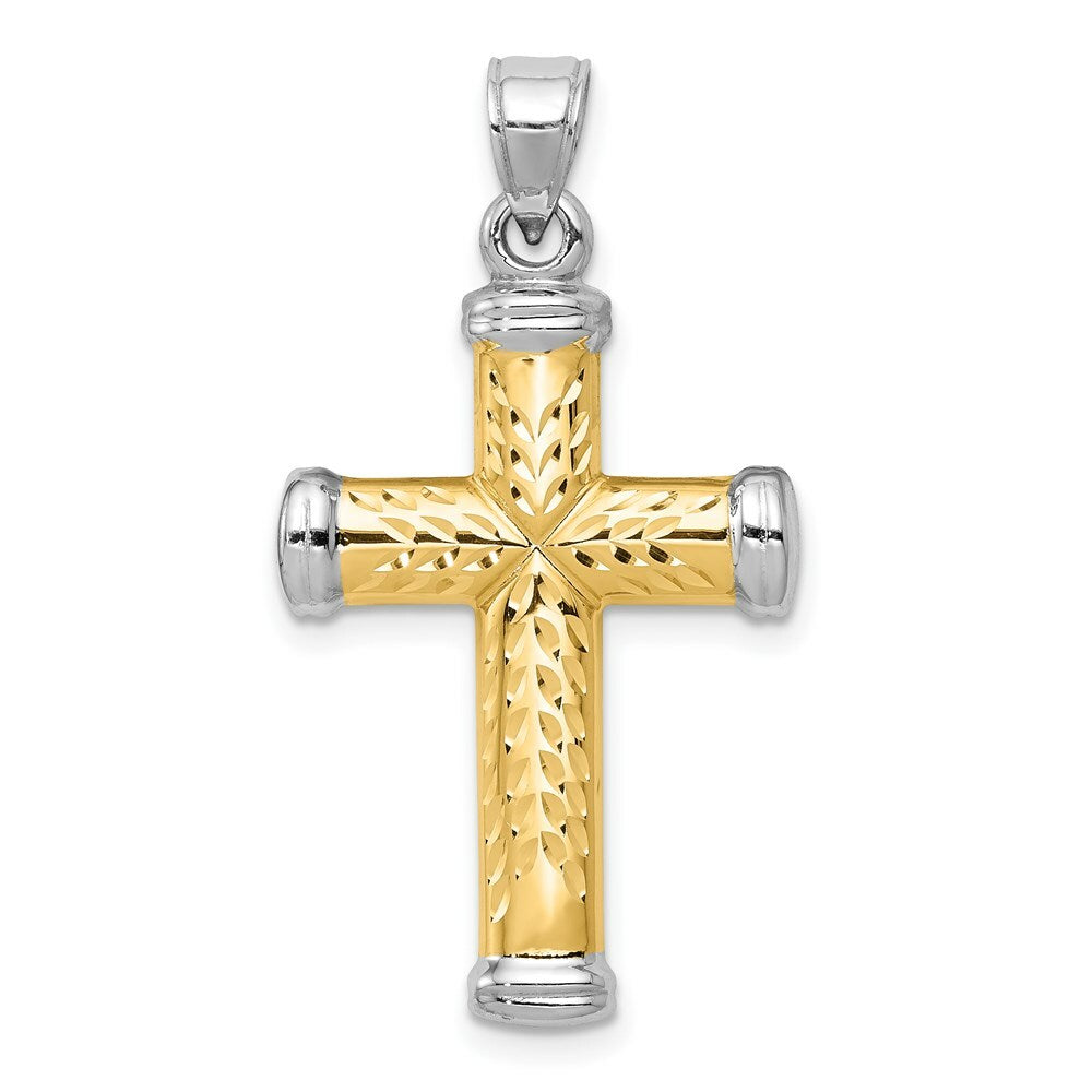 14K Yellow Gold w/Rhodium Reversible Cross