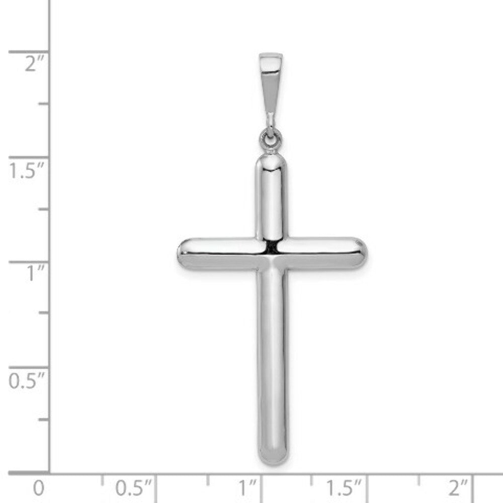 14K White Gold Cross Pendant 51mm length