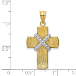 Load image into Gallery viewer, 14K Two-tone Gold Diamond-cut Cross Pendant 33mm length
