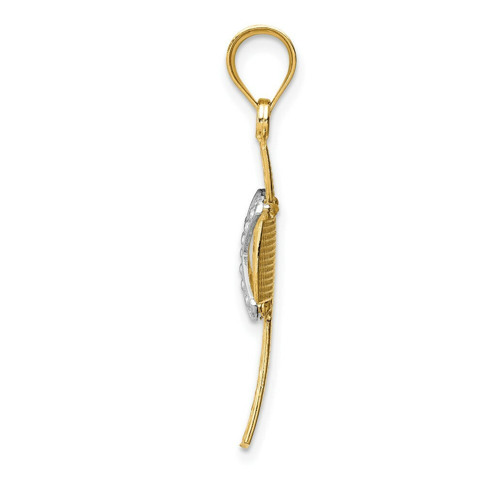14K Two-tone Gold Diamond-cut Cross Pendant 33mm length
