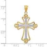 Load image into Gallery viewer, 14K Yellow Gold w/Rhodium Budded Cross Pendant
