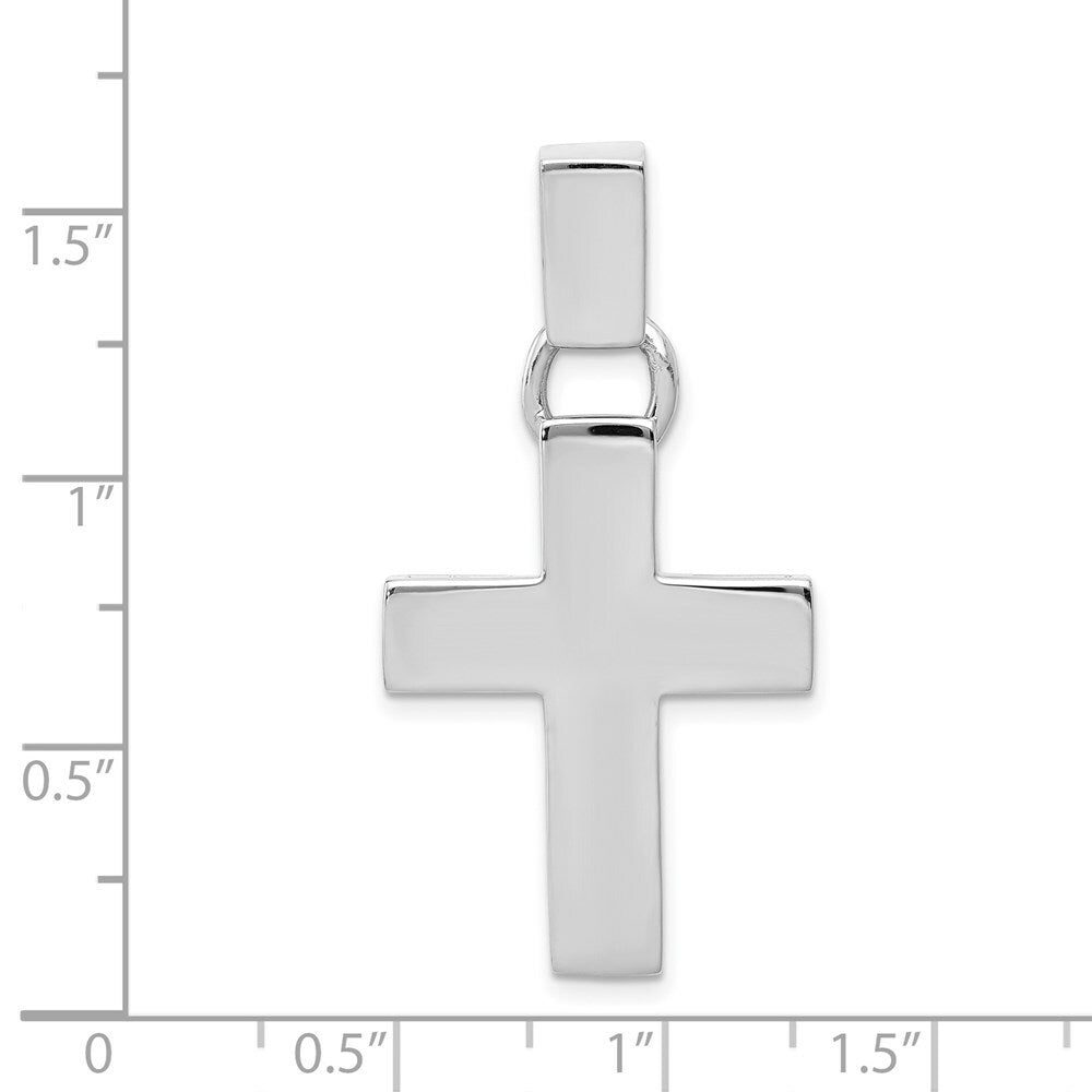 14K White Gold Modern Cross Pendant