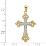 Load image into Gallery viewer, 14K Yellow Gold w/Rhodium Textured Cross Pendant
