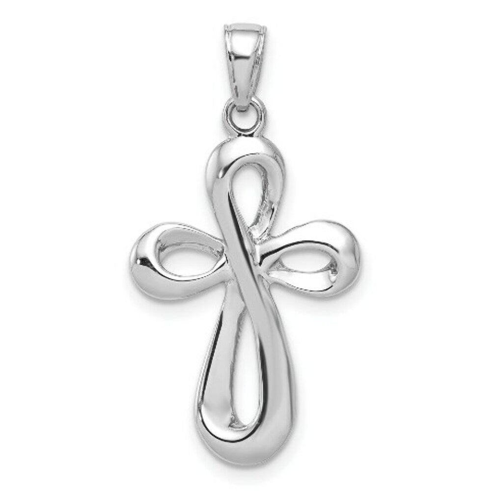 14K White Gold Cross Pendant 35mm length